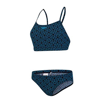 Speedo Boomstar Allover Thinstrap 2 Piece Bikini, Mujer, True Navy/Pool, 34