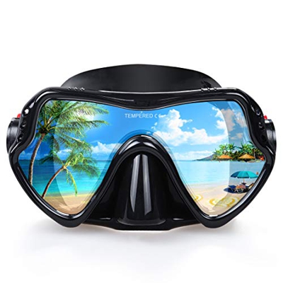 Máscara de buceo, máscara de buceo profesional para adultos, de vidrio templado para una visión máxima, color negro
