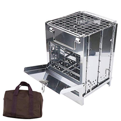 WDEC Estufa de Leña Camping Plegable, de Acero Inoxidable, con Bolsa de Almacenamiento, Versión Mejorada, Regulable en Altura, para Mochilas, Senderis en oferta