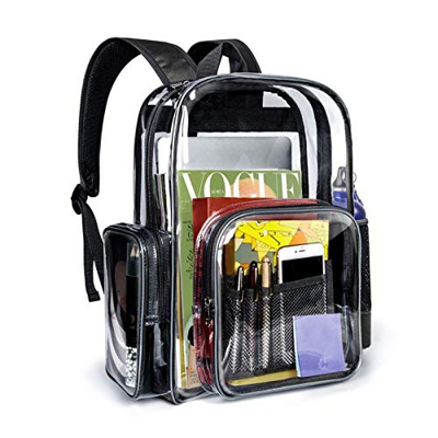 SPEEDEVE Mochila Bolso Escolar PVC Transparente estancas,Negro