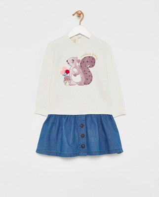 Sfera - Vestido Combinado De Niña Bicolor Ardilla