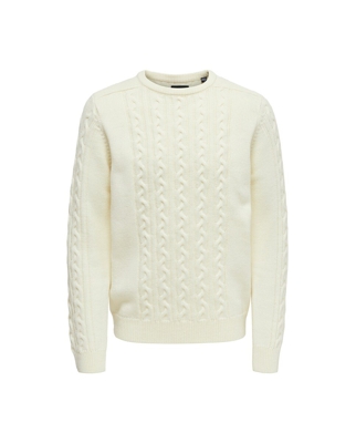 Only & Sons - Jersey De Hombre Blanco Con Cuello Caja