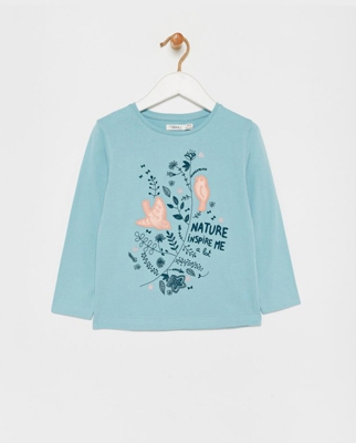 Sfera - Camiseta De Niña Verde Pájaros Rosas