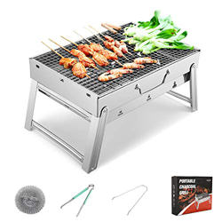 Sunkorto Barbacoa Portátil Parrilla Barbacoa Plegable de Acero Inoxidable Barbacoas de Carbon con Kit Herramientas para BBQ, Jardín,Picnic Exterior Ta precio