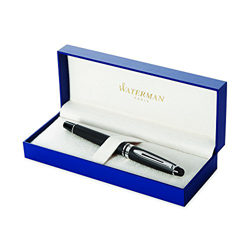 Waterman Expert pluma estilográfica, con adorno cromado, plumín mediano con cartucho de tinta azul, estuche de regalo, color negro mate características