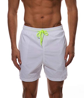 Bañador Hombre Pantalones Corto Deporte Bermudas Secado Rápido Trajes de Baño Hombre Bóxers Playa Shorts (XXL, Blanco)