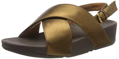 FitFlop Lulu Cross Back-Strap, Sandalia con Pulsera para Mujer, Brown (Bronze 012), 39 EU