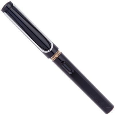 Lamy - Pluma fuente Safari negro alto brillo, Resorte de acero, Ancho: EF, en Geschenkbox Lamy