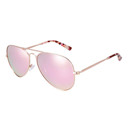 fawova Gafas Sol Aviador Mujer Polarizadas,Rosa Verde Reflejado con Montura de Metal Rosa Oro y Punta de Tortuga Rosa,Conducir, Pescar, Golf, Correr,  características