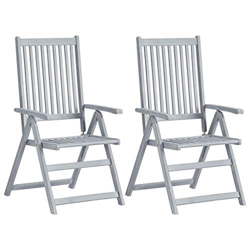 vidaXL 2X Madera Maciza de Acacia Sillas de Jardín Reclinables Asiento de Patio Terraza Sillón Exterior Gris características