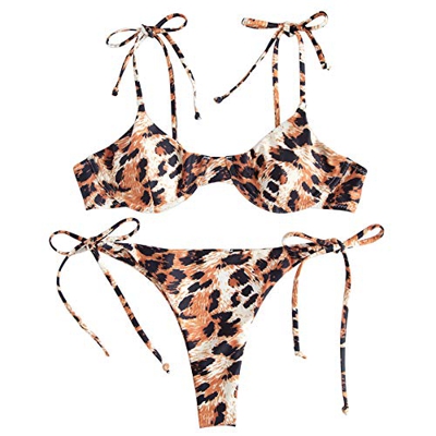Zaful - Tanga brasileño para mujer, diseño de leopardo leopardo S