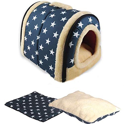 ANPI 2 en 1 Casa y Sofá para Mascotas, Lavable a Máquina Casa Cama de Perro Gato Puppy Conejo Mascota Antideslizante Plegable Suave Calentar con Cojín