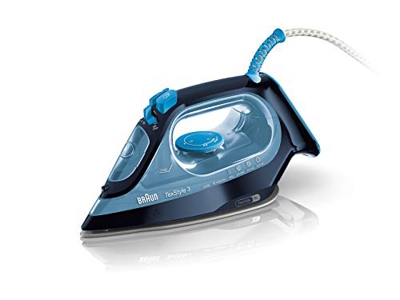 Braun SI3050BL Plancha, potencia 2400 w, suela super ceramic freeglide 3D con planchado bidireccional, golpe de vapor de 160 g, sistemas antical y ant