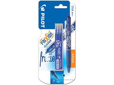 Pilot FriXion Clicker - Bolígrafo roller de tinta borrable (incluye 3 recargas), color azul