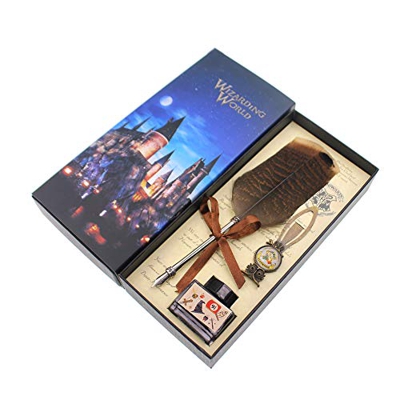 Set de pluma de búho para fans de Harry Potter. Pluma para caligrafía con tinta. Regalo para niños, amigos, Navidad, cumpleaños, etc., color Juego de 