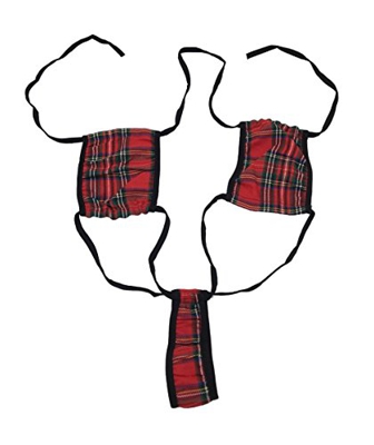 Shangrui Rejilla de Las Mujeres del Halter del Cordón de la Ropa Interior de 3 Puntos del Bikini un Tmaño Rojo