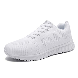 Mujer Entrenador Zapatos Gimnasio Deportes atléticos Zapatillas de Deporte Malla Informal Zapatos para Caminar Encaje Plano Blanco EU 39 precio