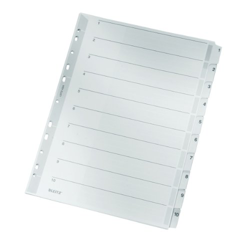 Leitz A4 Índice 1-10, Pestañas Reforzadas con Mylar y Orificios, Cartón Resistente, Gris, 10 Pestañas con Carátula de Índice, 43240000 en oferta