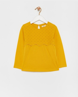 Sfera - Camiseta De Niña Amarilla Con Bordados