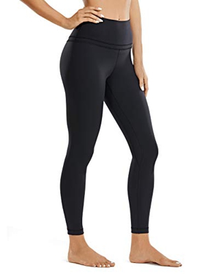 CRZ YOGA Mujer Naked Feeling Deportivos 7/8 Leggings Yoga Fitness Pantalon de Cintura Alta con Bolsillos-63cm Negro-R009 38