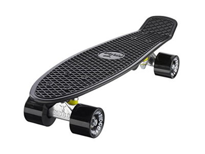 Ridge Skateboard 55 cm Mini Cruiser Retro Stil In M Rollen Komplett U Fertig Montiert, Unisex, Negro (Noir/Noir)