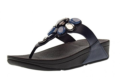 FitFlop Honeybee Jewelled Toe-Thong Sandals, Sandalias con Plataforma para Mujer, Azul (Midnight Navy), 38 EU