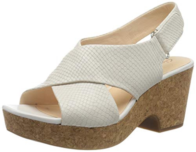 Clarks Maritsa Lara, Sandalias de Talón Abierto Mujer, Blanco (White Snake White Snake), 35.5 EU