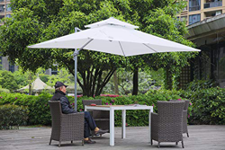 Angel Living Sombrilla Parasol Romano con Doble Techo, 2.65 m Parasol Excentrico con Base de Cruz para Jardín/Terraza/Piscina/Patio, Poliéster de 220g precio