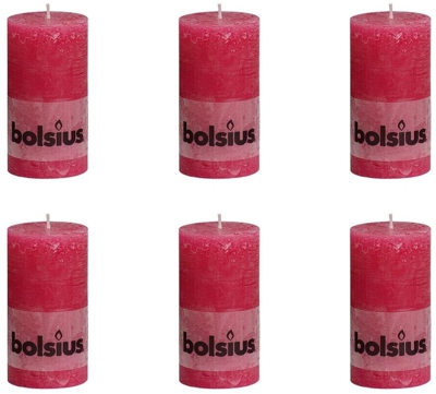 Bolsius Set of 6 Candles 13 x 6,8 cm Fuchsia