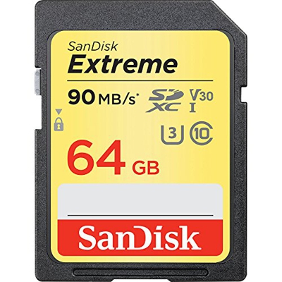 Tarjeta de Memoria SanDisk Extreme SDXC de 64 GB con hasta 90 MB/s, Class 10 y U3 y V30