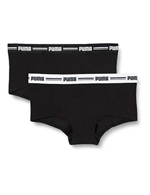 PUMA Iconic Women's Mini Short (2 Pack) Bragas Hipster, Negro, XS (Pack de 2) para Mujer