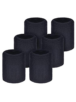 BANGBANGSHOP - Pack de 6 muñequeras deportivas absorbentes para fútbol, baloncesto, correr, deportes atléticos, negro