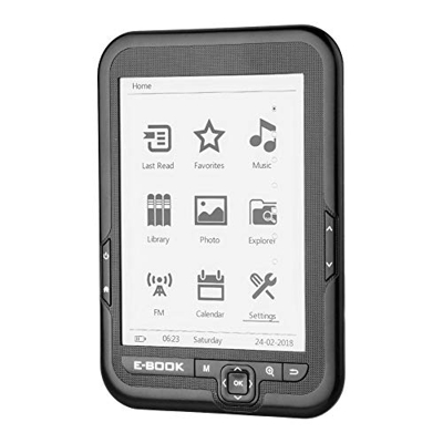 E-Reader, Portátil 6 Pulgadas USB2.0 E-book Lector de Libros Electrónicos Lectura Digital Libros Radio FM Incorporada/Función Grabación/MP3 WAV/Fotos