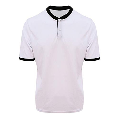 AWDis Just Cool - Polo Deportivo con Cuello Elevado para Hombre Caballero (L) (Blanco Ártico/Negro Jet)