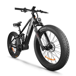 Bicicleta eléctrica para Fat Tire Beach Snow Bicicleta eléctrica de 26 pulgadas, motor BAFANG BBSHD 48V 1000W Mid con batería de litio extraíble de 12 características