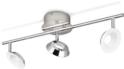 Philips Mackinaw - Lámpara de techo, foco LED para techo y pared Orientable, 3 puntos de luz, LED integrado, color aluminio