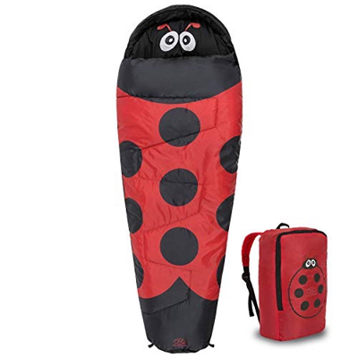 Highlander Kids Creature Sleeping Bag - Bolsos junior estilo momia para acampar en verano o fiestas de pijamas (Rojo)