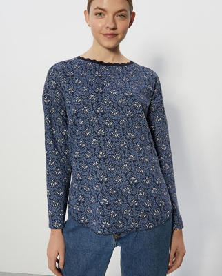 Sfera - Camiseta De Mujer De Flores Con Detalle