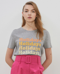 Sfera - Camiseta De Mujer Letras Brillo Con Manga Corta en oferta