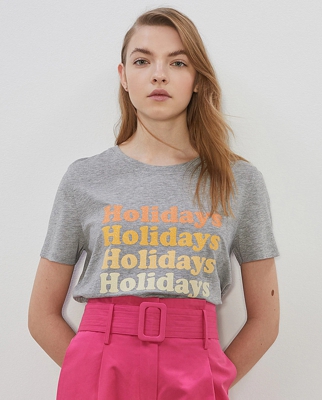 Sfera - Camiseta De Mujer Letras Brillo Con Manga Corta