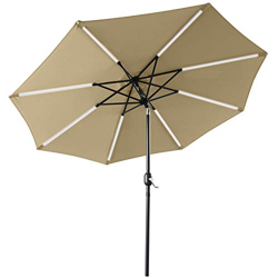 ABCCANOPY sombrilla Solar para Patio de 9 pies, Paraguas LED de 32 Luces con inclinación y manivela para Exteriores, sombrilla para jardín, terraza, P precio