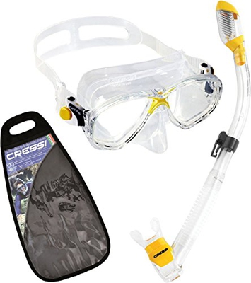 Cressi Marea Dry Gafas y Tubo de Snorkel Unisex Adulto, Transparente/Amarillo, Talla Única