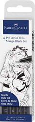 Faber-Castell 167132 - Pack de 4 rotuladores para dibujo Manga Black Set, puntas de diferentes grosores, color negro características