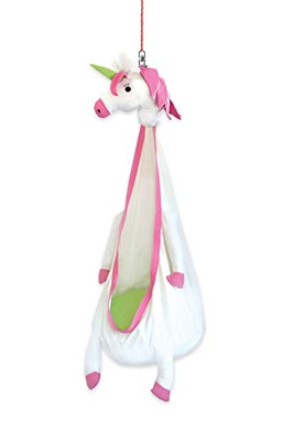 snuutje Hamaca nido para niños "Elli el unicornio" (sin sustancias nocivas y certificado GS, 100% algodón, soporta hasta 80 kg, con accesorios) rosa