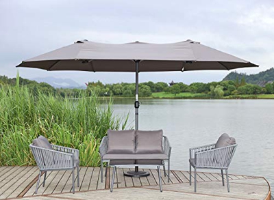 Angel Living Sombrilla Parasol Doble para Jardín, Parasol de Tela de Poliéster, Sombrilla Gigante para Playa Terrasa Patio, Protección al Solar UV, 4.