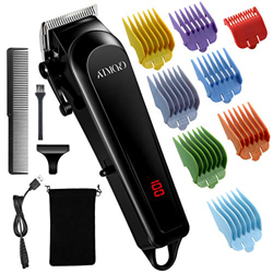ATMOKO - Cortadora de pelo para hombre, sin cable, recortadora profesional con 8 peines guía de color (0,5 – 25 mm), peluquería eléctrica con LED USB características