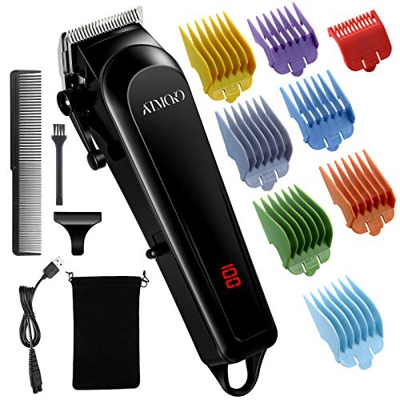 ATMOKO - Cortadora de pelo para hombre, sin cable, recortadora profesional con 8 peines guía de color (0,5 – 25 mm), peluquería eléctrica con LED USB