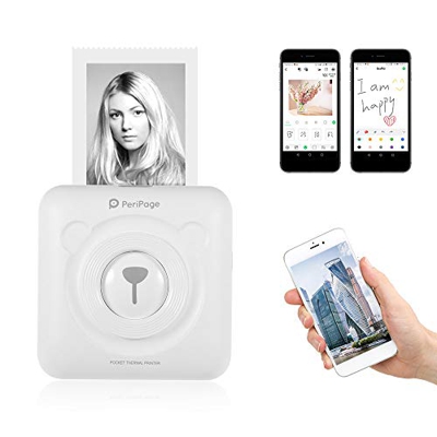 Aibecy-PeriPage Mini Pocket Wireless BT Impresora térmica Imagen de foto Etiqueta Memo Recibo Impresora de papel con cable USB Soporte para Android iO
