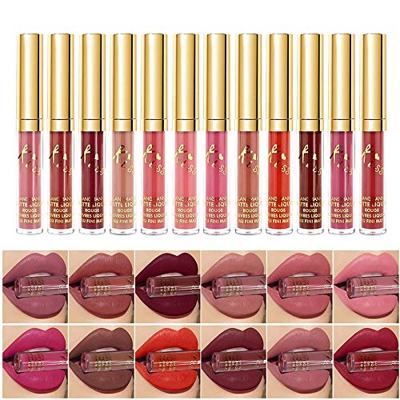 Conjunto de brillo de labios sexy de 12 colores Lápiz labial líquido aterciopelado Lápices labiales hidratantes impermeables de larga duración Lápiz l