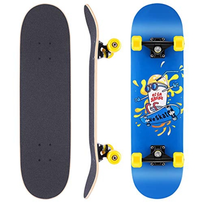 WeSkate Skateboard Complete Board 79x20cm Tablero de Madera con rodamientos de Bolas ABEC-11 Madera de Arce Canadiense de 31 Pulgadas y 7 Capas y Rued